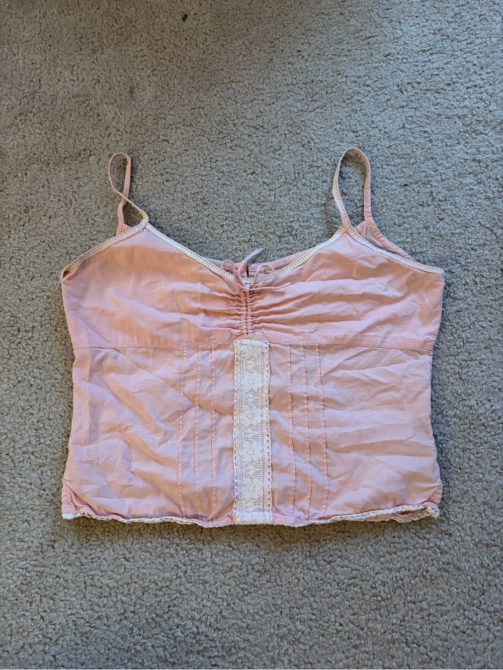 Women's Pink Lace-Trim Cami Tank Top